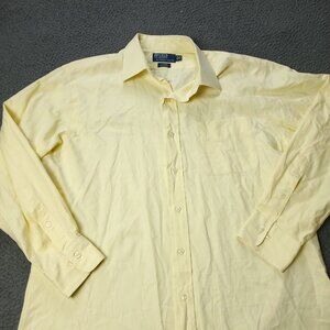 VINTAGE Polo Ralph Lauren  Shirt Mens 16.5 32/33 Sleeve Button Yellow Cotton